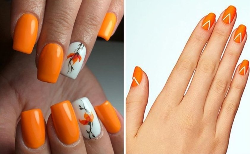 Дизайн оранжевых ногтей, идеи 2022