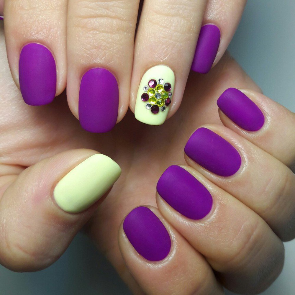 Фиолетовые ногти, длинные и красивые, дизайн 2020
