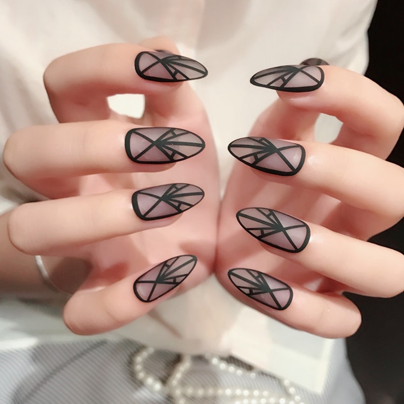 Геометрические ногти, длинные красивые 2021