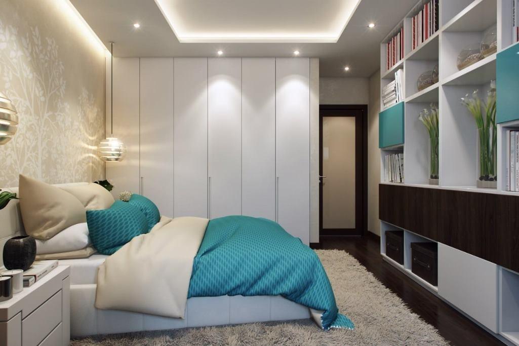 Интерьер-дизайн спальни 15 кв. метра, модный стиль комнаты
