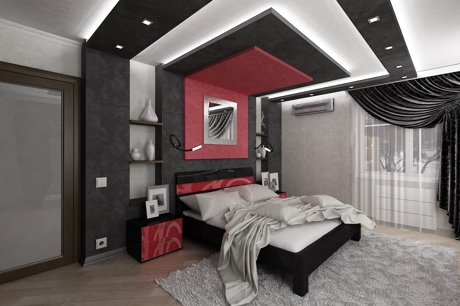 Интерьер-дизайн спальни 20 кв. метра, модный стиль комнаты