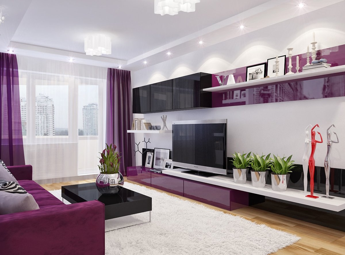 Интерьер-дизайн зала в квартире, модный стиль гостиной