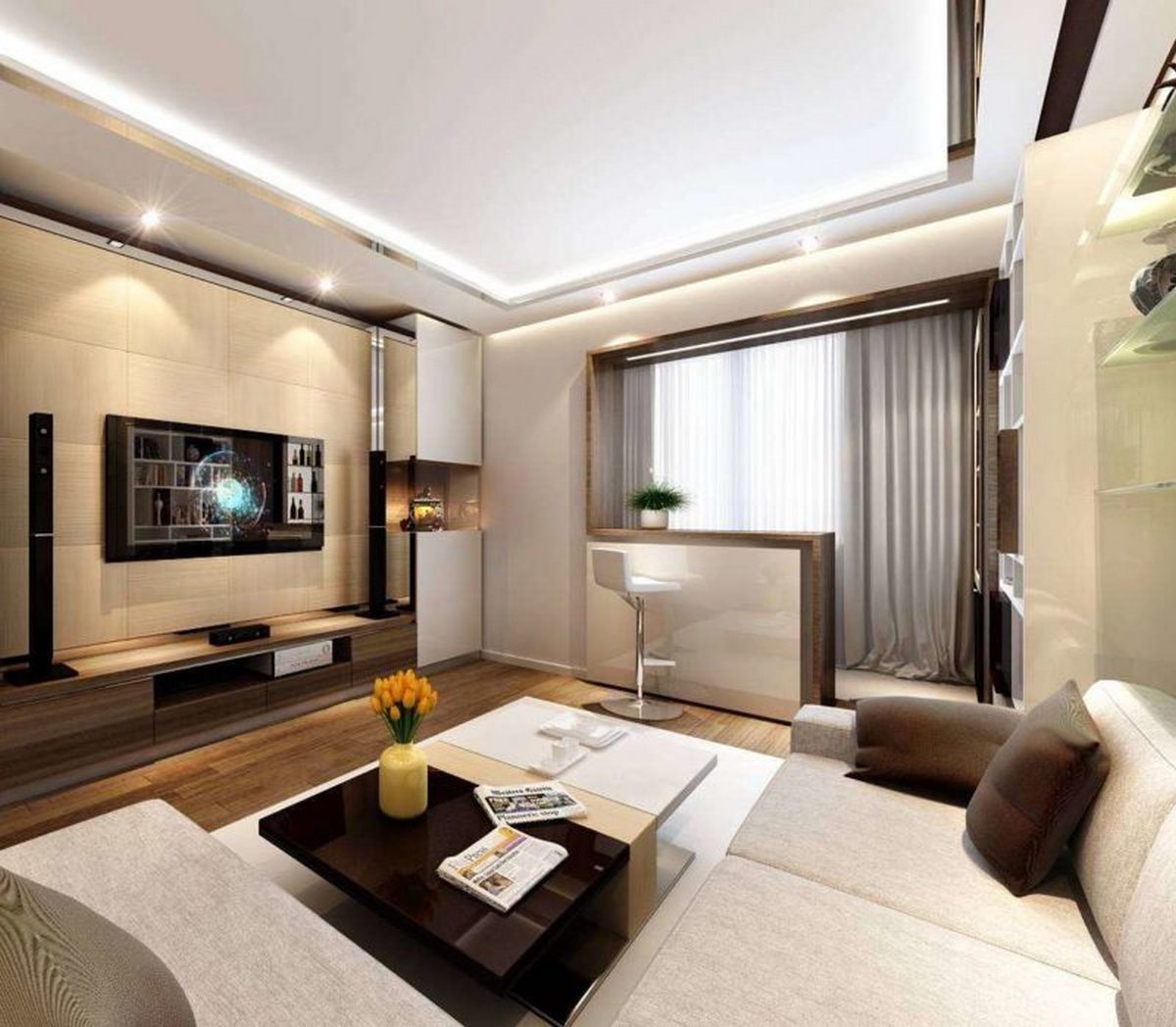 Интерьер-дизайн гостиной в квартире 18-20 кв метров