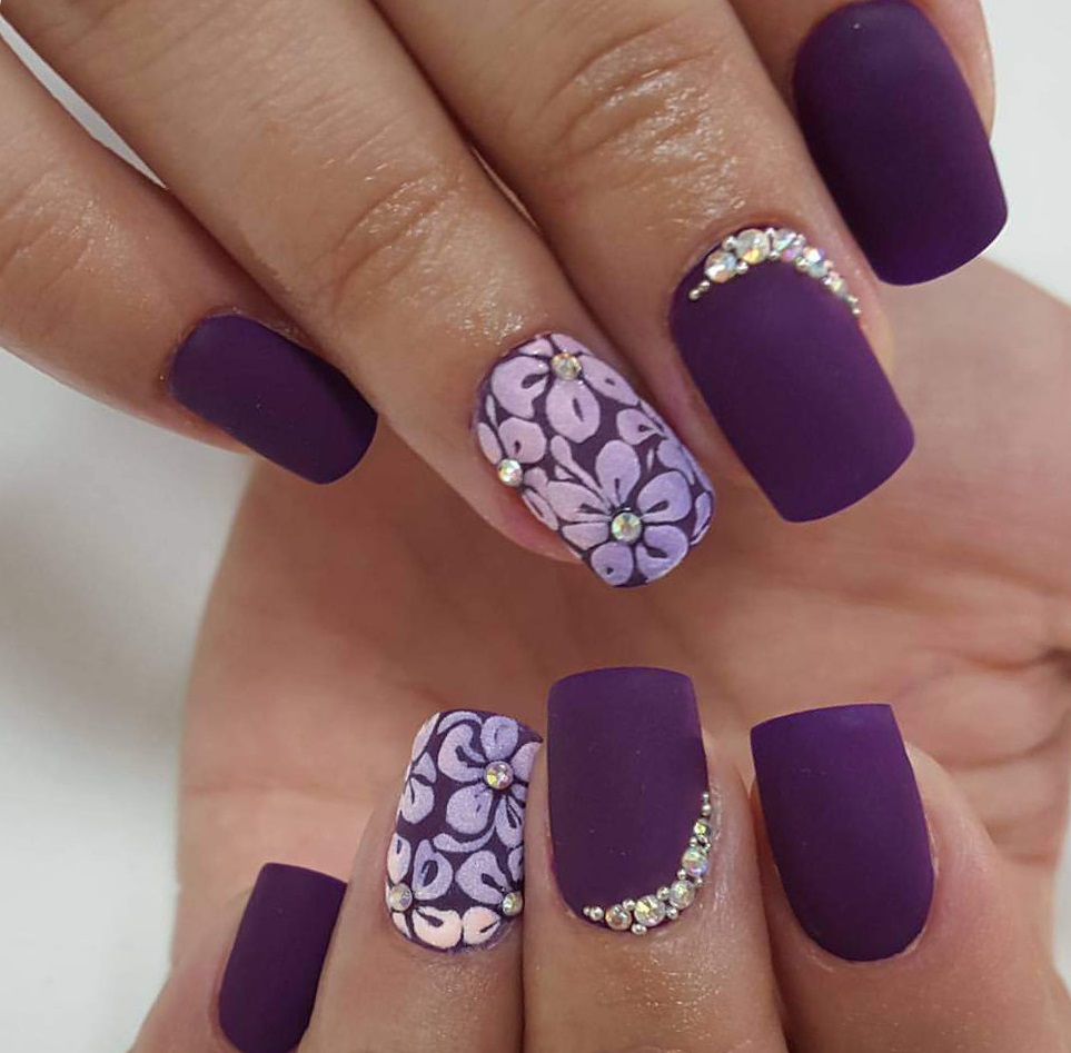 Красивые весенние ногти, дизайн фиолетовые 2020