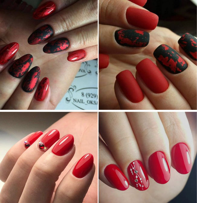 Красный маникюр 2021, модные новинки ногтей, дизайн красного цвета, весенние, летние, зимние, осенние
