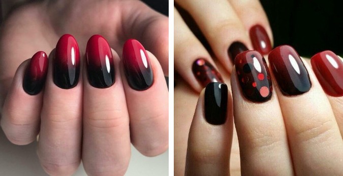 Красный омбре маникюр ногтей, модный и стильный 2021