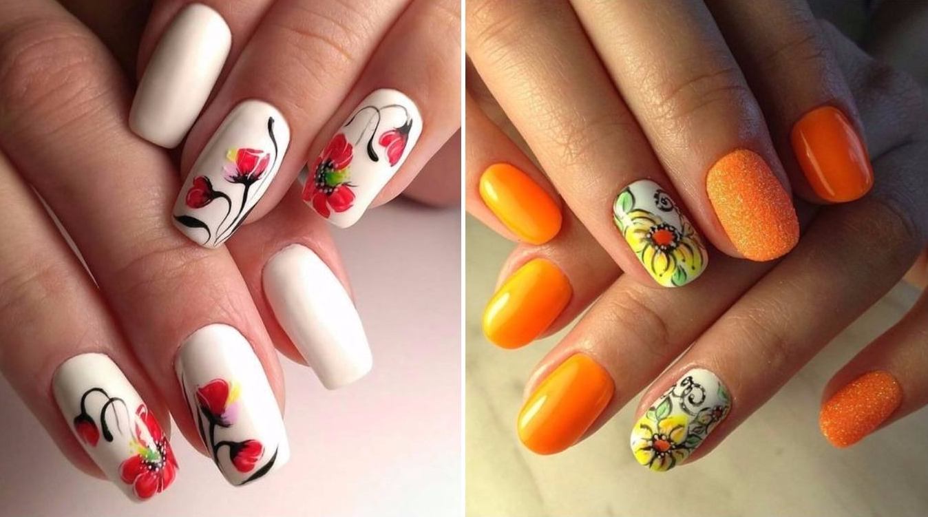 Яркие nail-design ногти, цветочные 2020
