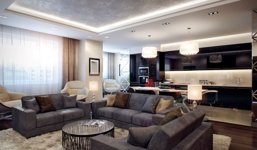 Интерьер гостиной 2020 с фото, стили современной в квартире, доме, дизайн 18-20 кв, кухня-гостиная