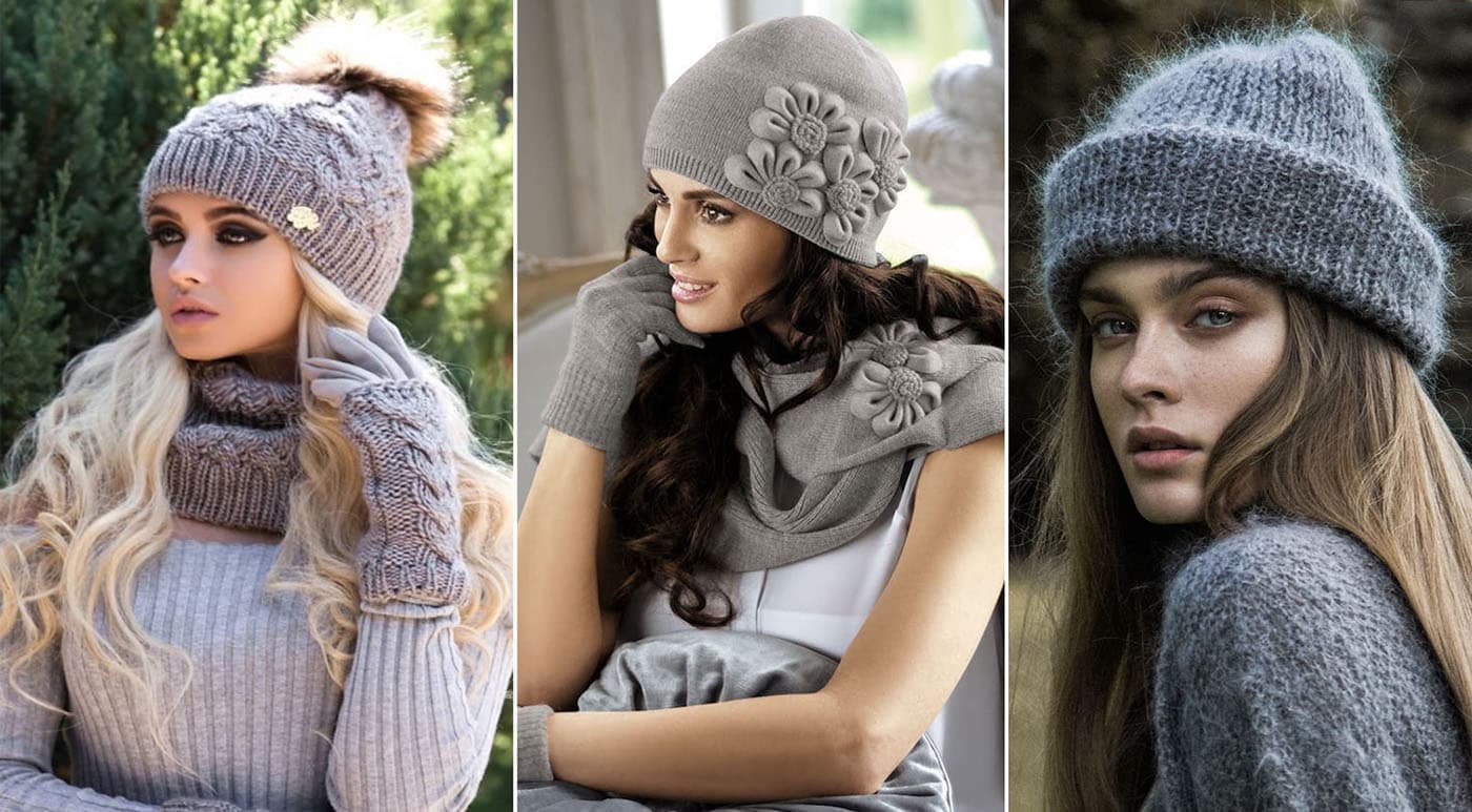 Модные женские шапки вязанные спицами осени, зимы и весны