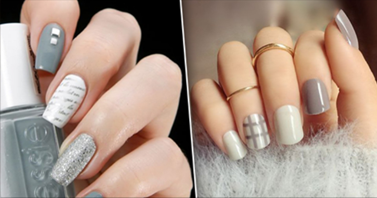 Серый дизайн ногтей, модный стиль с серыми рисунками 2022